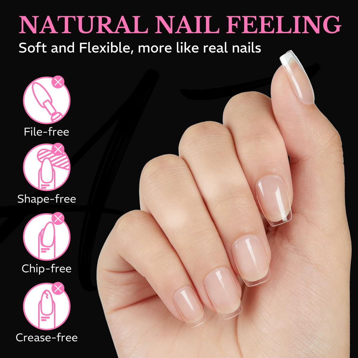 Experience 100% genuine soft gel nail tips designed for a natural feel, chip-free, and hassle-free application. Perfect for salon-quality nails.
