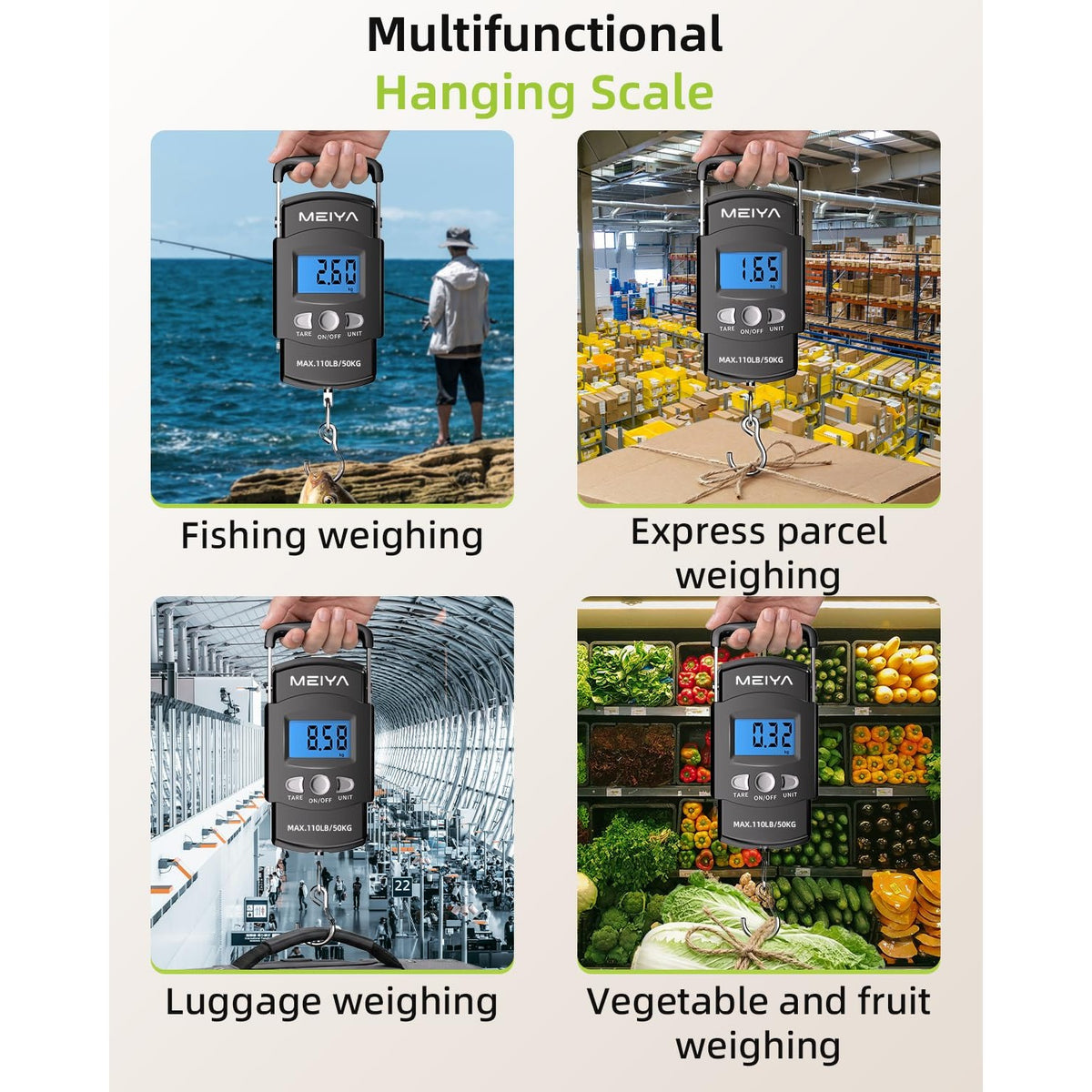 Discover the MEIYA Digital Fish Scale, a premium import ideal for fishing, luggage, and grocery weighing. Available at Curat Cart.