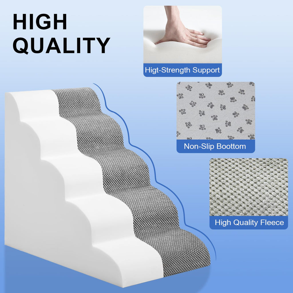 MEJYJEM Dog Stairs for Pets, premium imported quality with non-slip bottom and high-quality fleece, available at Curat Cart.