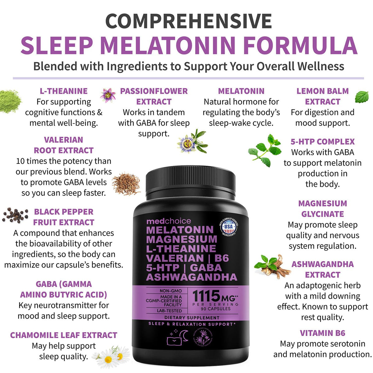 Melatonin Sleep Capsules by CuratCart, blending natural ingredients for restful nights. Verified for quality and effectiveness.