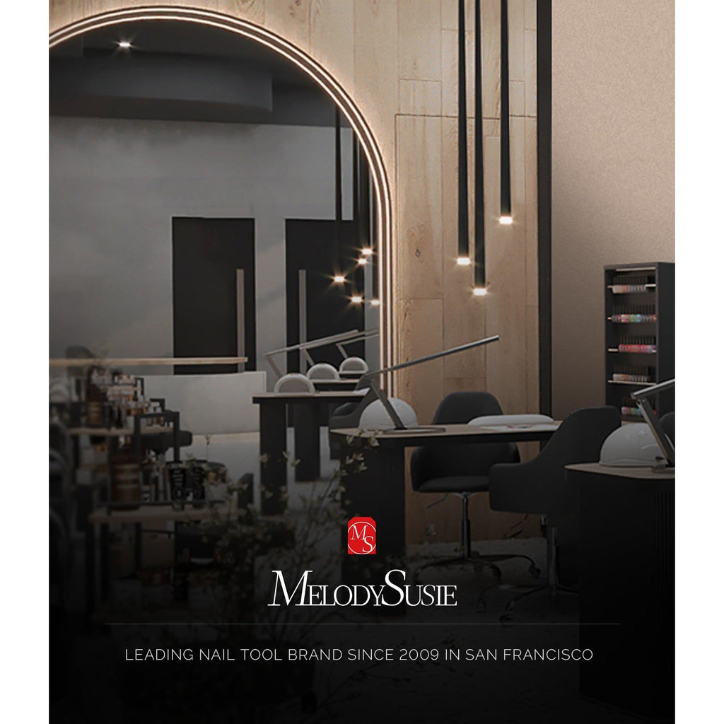 MelodySusie Portable Clip-On Nail Drill showcased in a modern salon, highlighting its sleek design and professional quality.