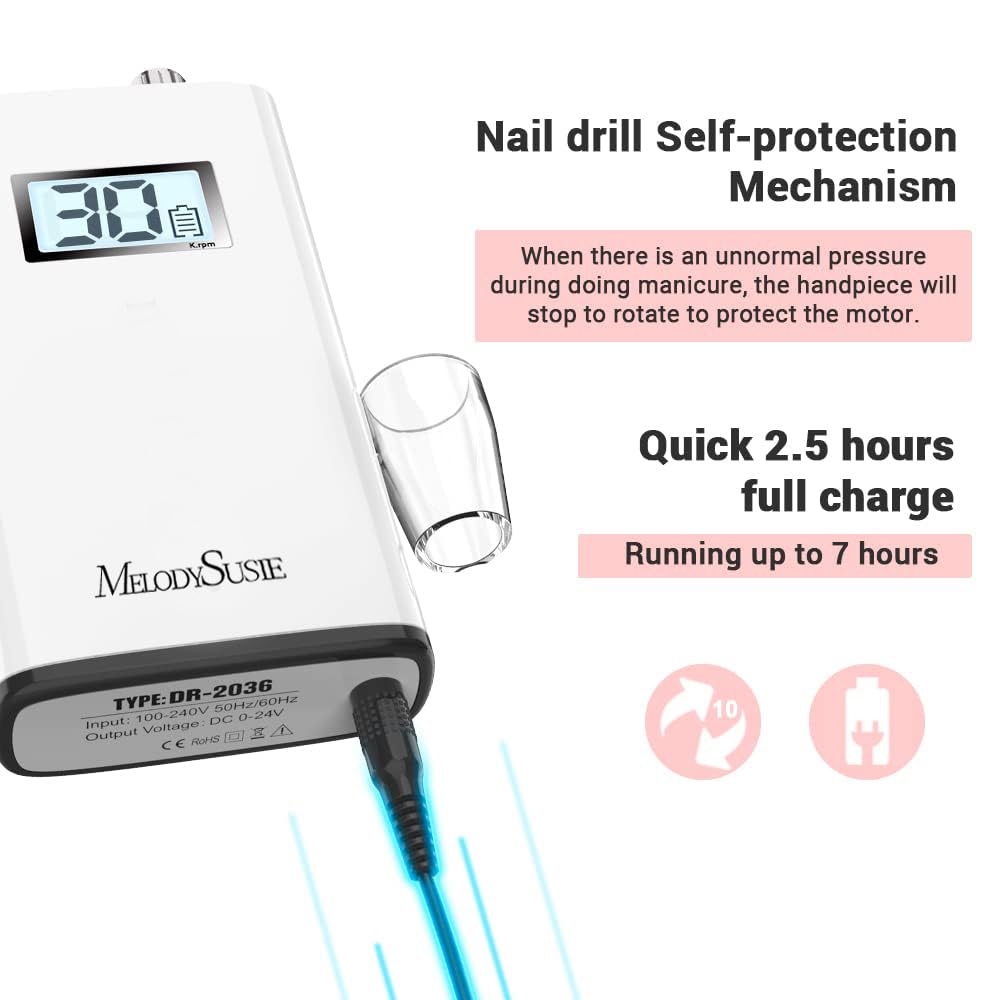 MelodySusie Portable Clip-On Nail Drill features a self-protection mechanism and quick charge. Order it online, available in India.