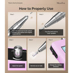 MelodySusie Portable Clip-On Nail Drill shown in usage steps. Order online and elevate your nail care routine today.