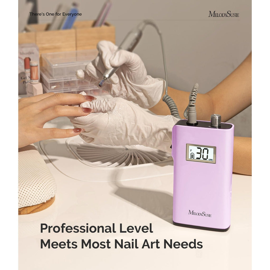 MelodySusie portable nail drill in lavender, ideal for precise nail art and manicures. Trusted by CuratCart.