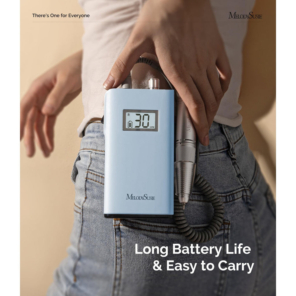 MelodySusie portable clip-on nail drill features long battery life, easy to carry, ideal for on-the-go nail care. Premium imported device.