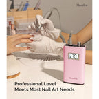 MelodySusie Portable Clip-On Nail Drill in pink, ideal for professional nail care and art, meets diverse nail needs.