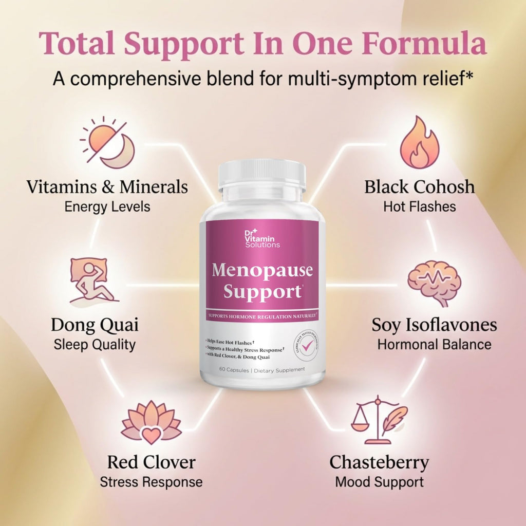Menopause Supplements for Women by Curat Cart offer total support with vitamins, minerals, and herbal ingredients for relief.
