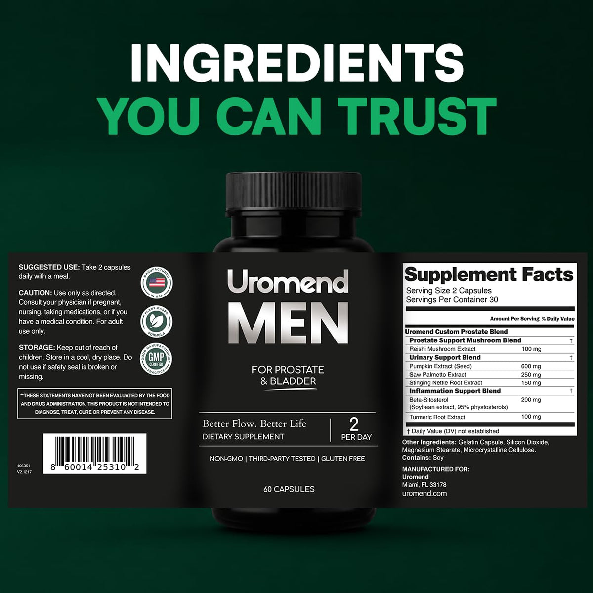 Men's Prostate Support Formula by Urmend, 100% Authentic and available in India at Curat Cart for better flow and bladder health.