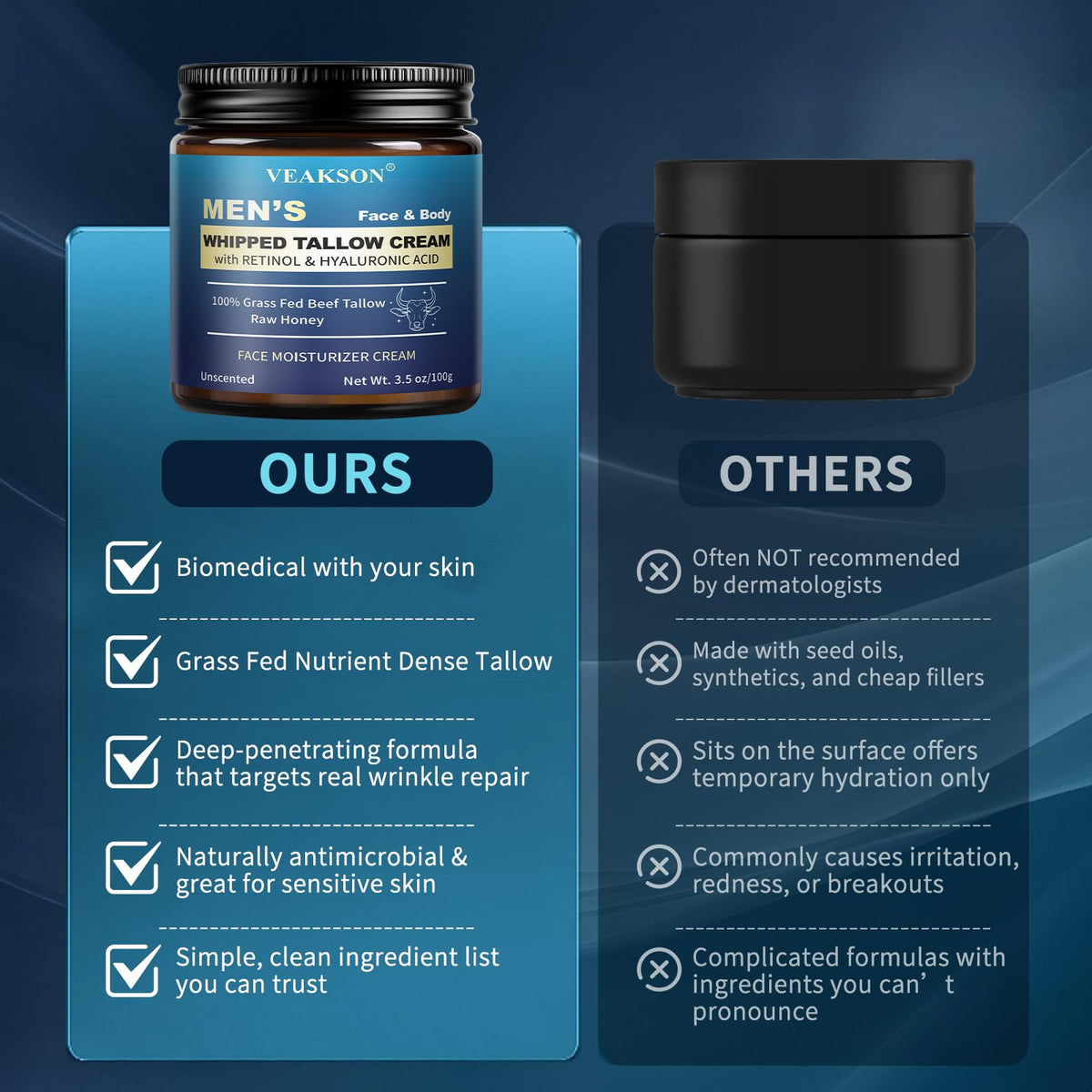 Men's Beef Tallow Skin Balm offers deep hydration and nourishment. 100% Authentic, available at Curat Cart in India.