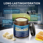 Men's Beef Tallow Skin Balm offers long-lasting hydration, specially curated by Curat Cart for optimal skin benefits.