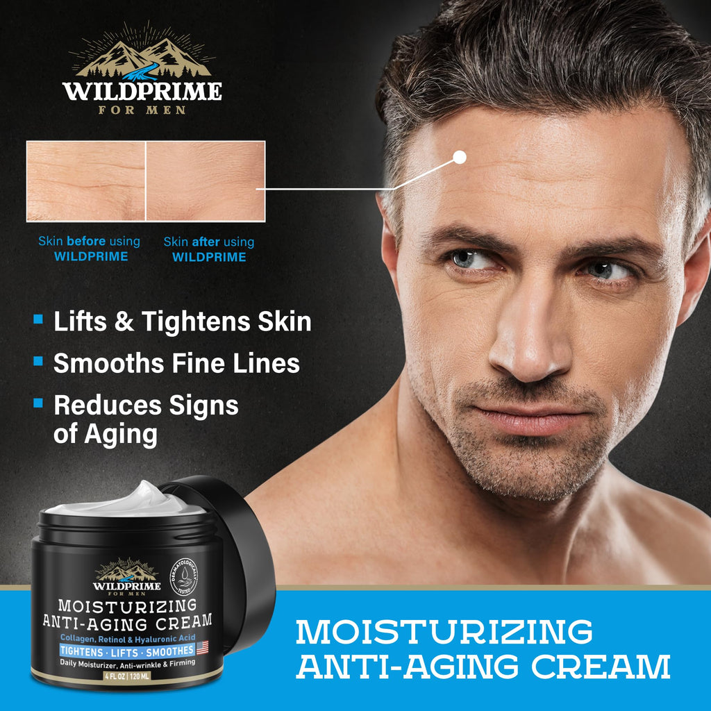 WildPrime men's anti-aging cream visibly lifts and tightens skin while reducing fine lines. Verified by CuratCart.