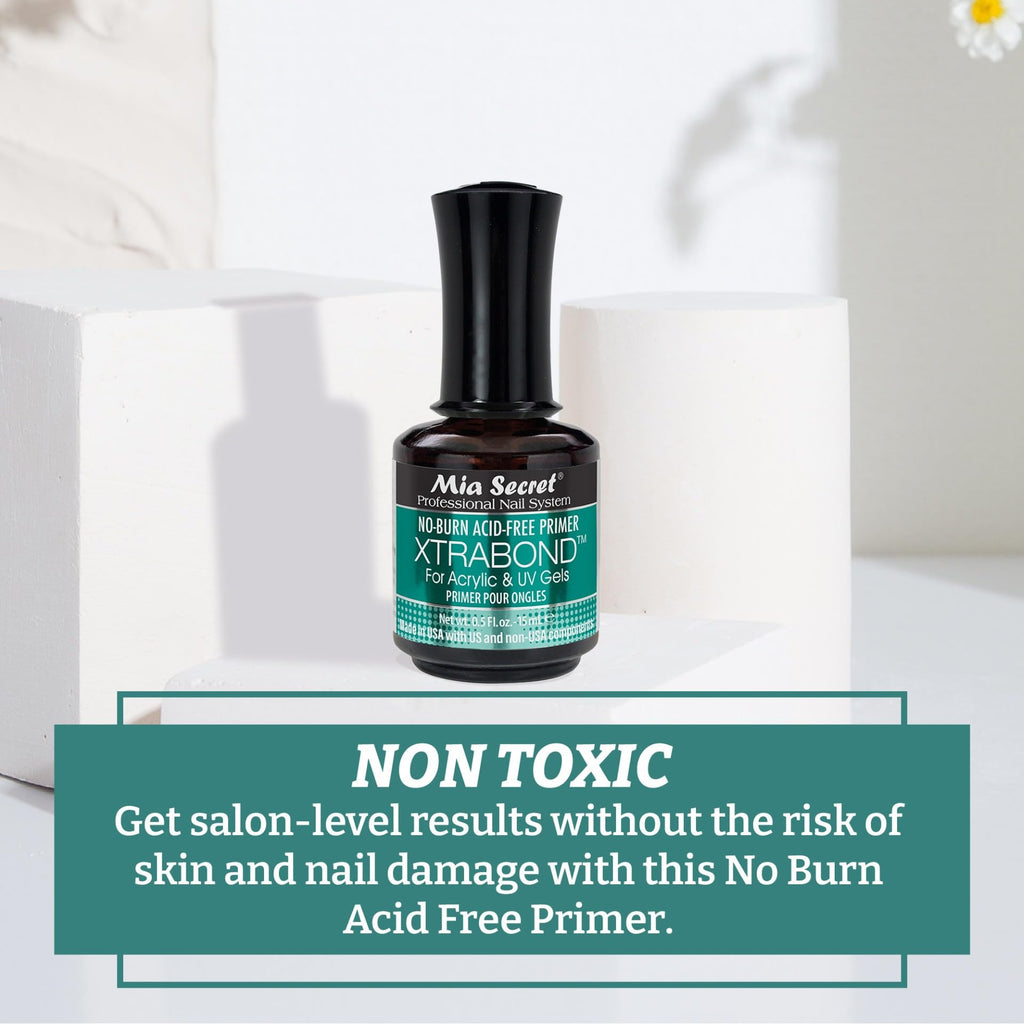 Original Mia Secret XTRABOND No-Burn Acid-Free Primer in sleek packaging, perfect for salon-quality nail care.