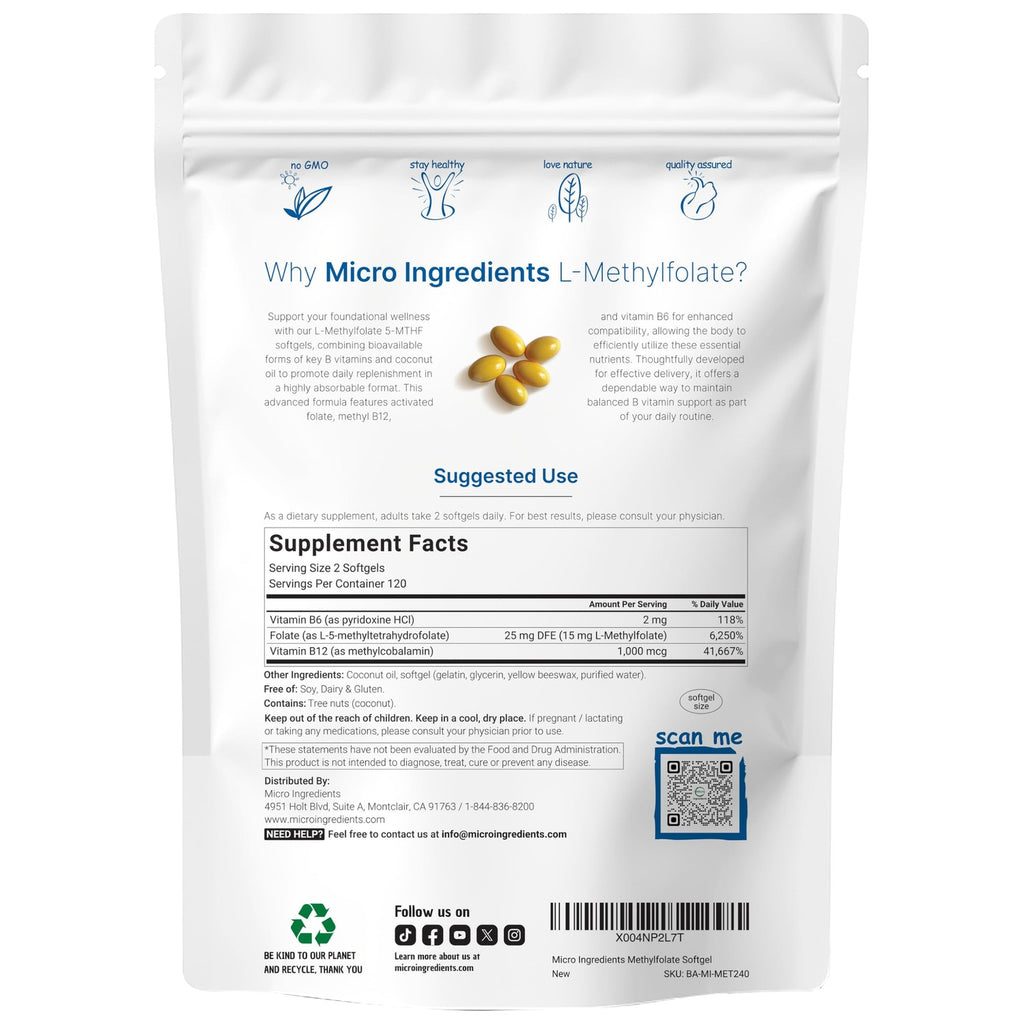 Discover 100% Authentic Micro Ingredients L-Methylfolate, available in India at Curat Cart for your wellness needs.
