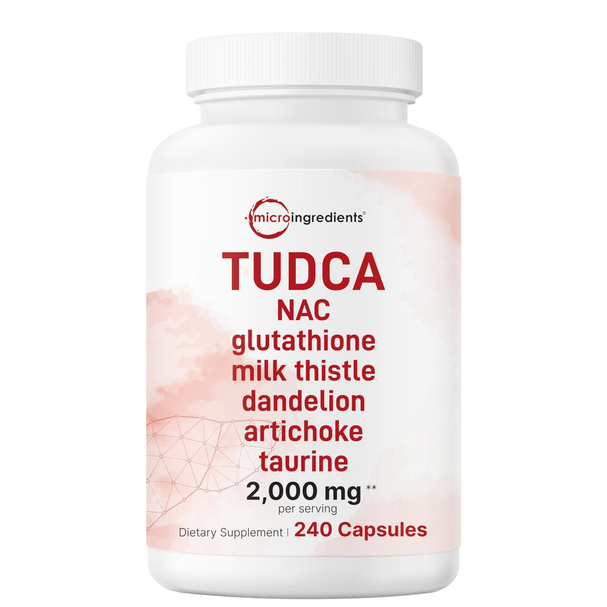 Premium imported Micro Ingredients TUDCA Bile Salts with 240 capsules, enhancing liver health. Available at Curat Cart.