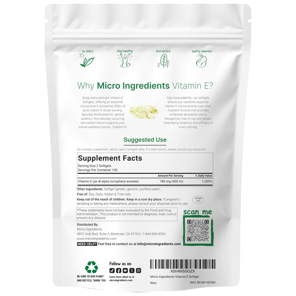 Micro Ingredients Vitamin E offers 100% authentic nutritional support, available at Curat Cart for health-conscious consumers in India.