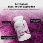 Premium Restorflora Probiotics in official packaging, featuring advanced dual-action strains for gut health. Available at Curat Cart.
