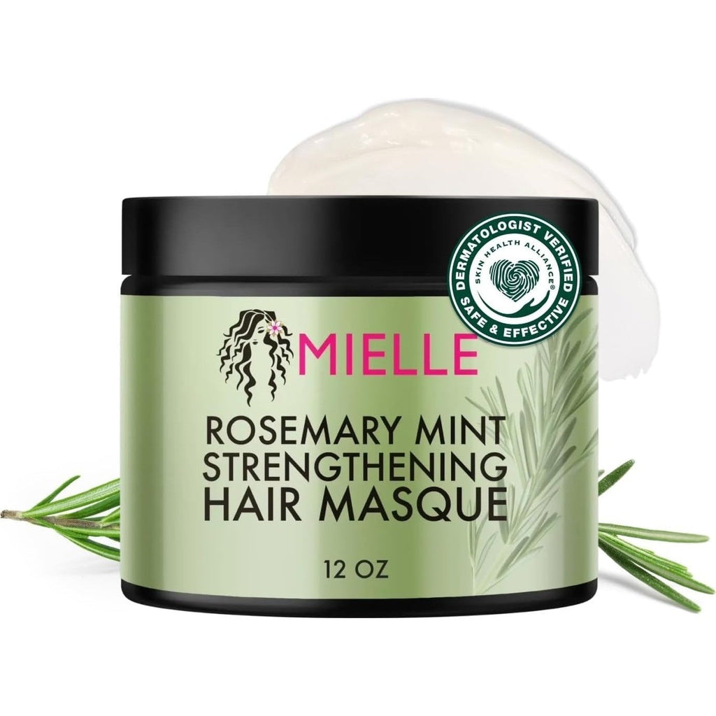 Authentic Mielle Organics Rosemary Mint Hair Mask, 12 oz. Strengthens hair with rosemary and mint. Dermatologist verified.