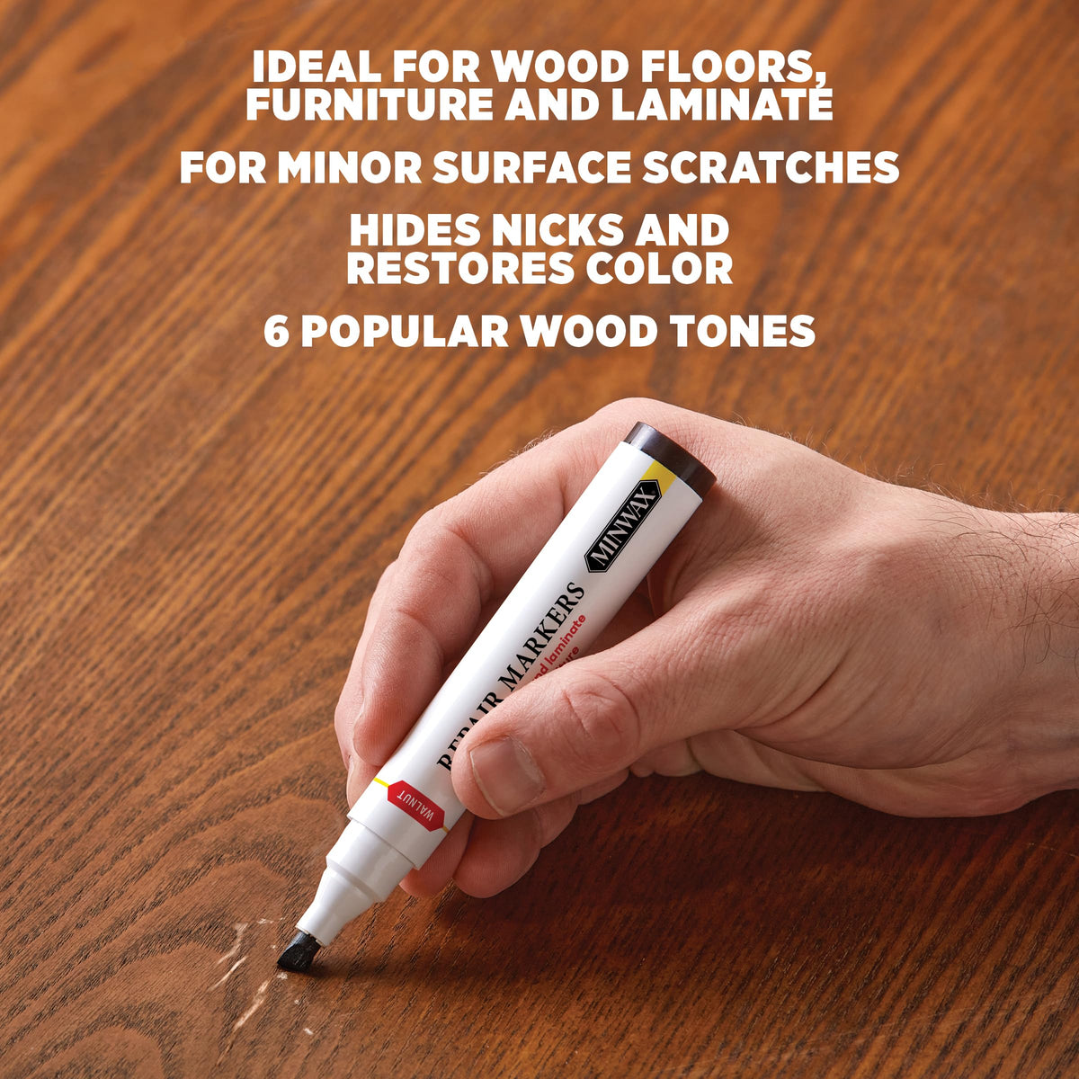 Minwax Repair Markers effectively hide nicks and restore color on wood surfaces. High-quality finish available at Curat Cart.