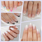 Premium imported Misssix short press-on nails featuring vibrant French tip designs in multiple colors.