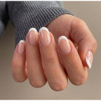 Stylish short French tip press-on nails, offering a chic look. Premium imported design perfect for effortless elegance.