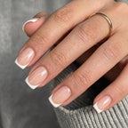 Premium imported Misssix short French tip press-on nails for a chic, elegant look, perfect for any occasion.
