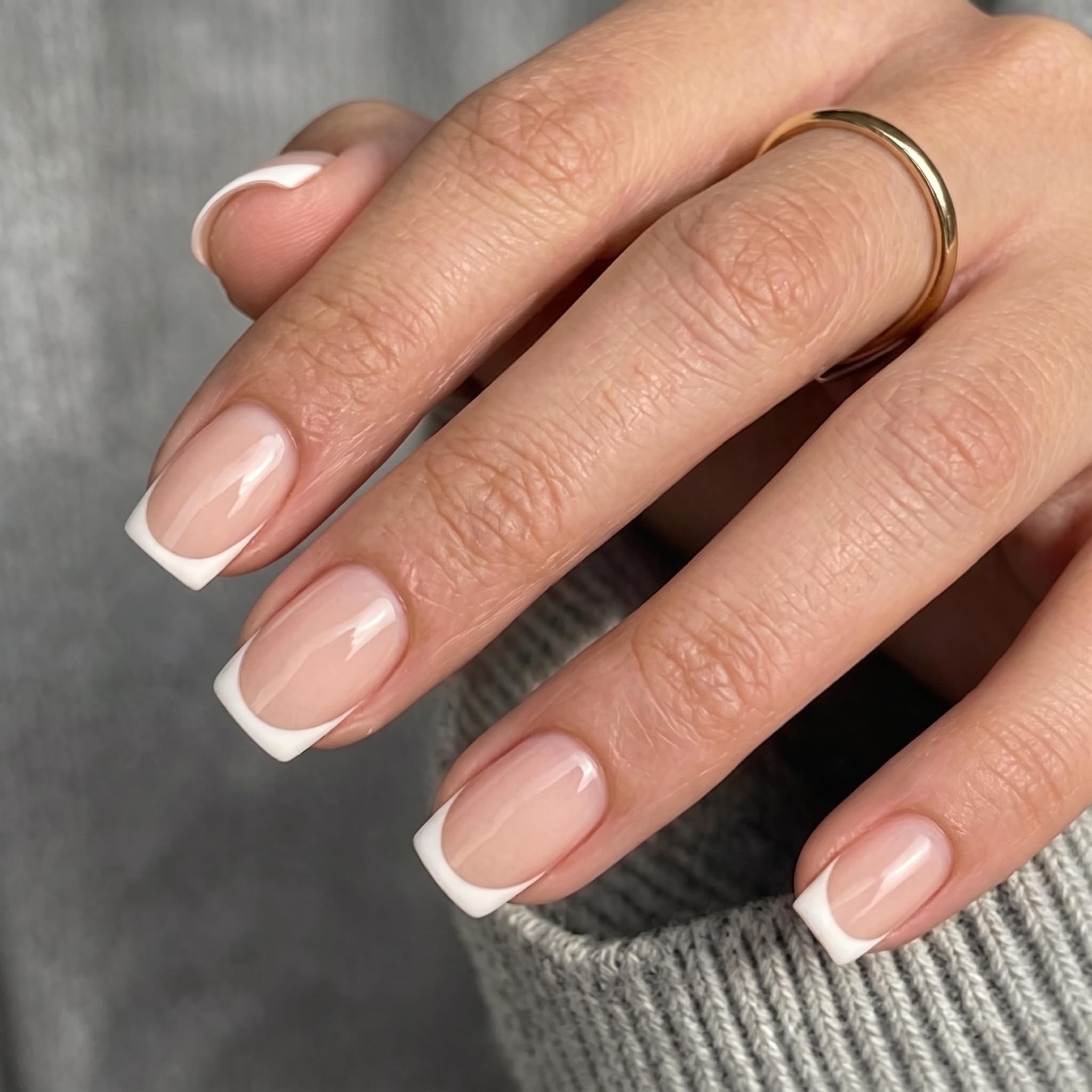 Premium imported Misssix short French tip press-on nails for a chic, elegant look, perfect for any occasion.