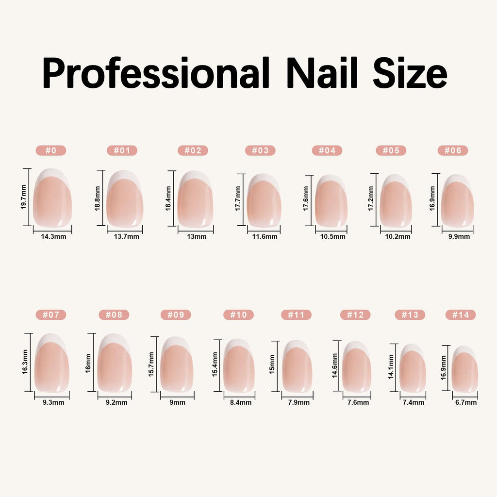 Premium imported Misssix French Tip Press On Nails in various short sizes for a stylish, manicured look at home.