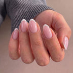 Elegant Misssix short French tip press on nails, perfect for an effortless manicure. Available online for quick delivery!