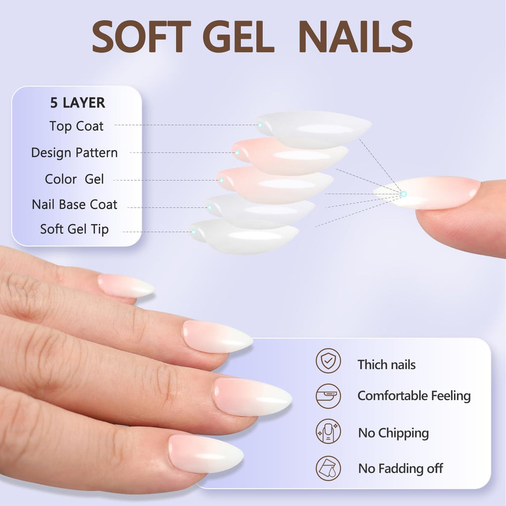 Authentic Misssix French Tip Press On Nails feature a soft gel design for comfort and no chipping, ideal for easy application.