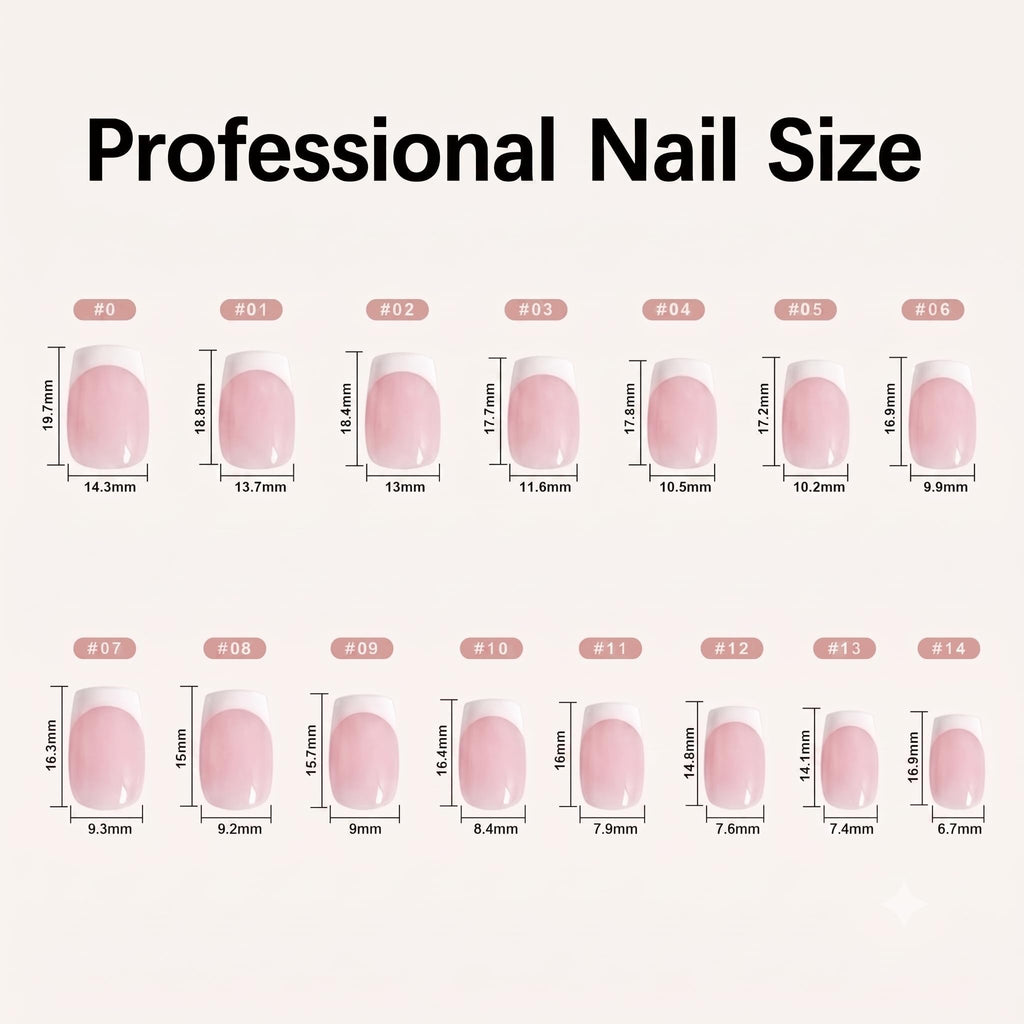 Premium imported Misssix French tip press on nails in various sizes, perfect for stylish, effortless manicures.