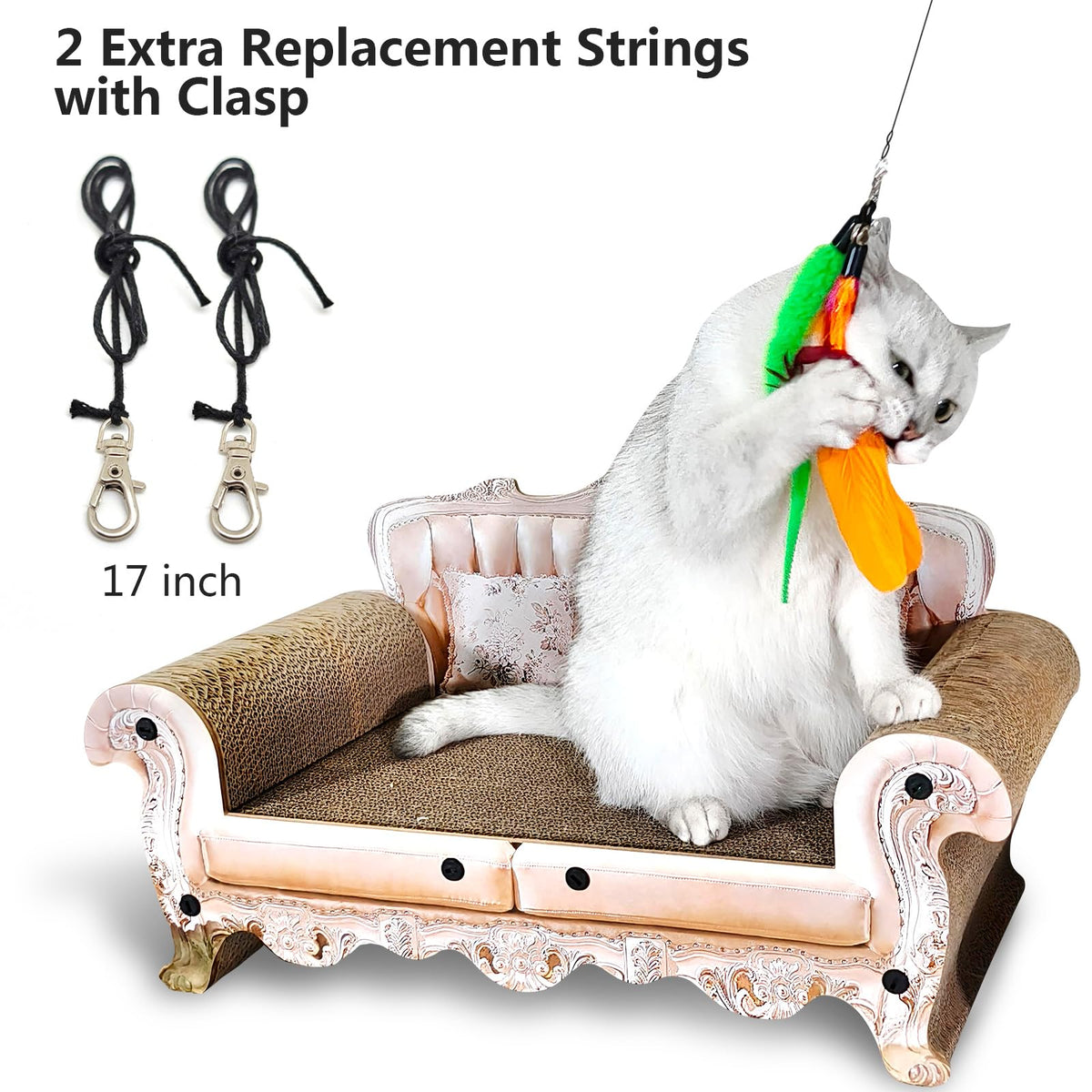 Enhance playtime with the miwoowim Interactive Cat Wand Toy from Curat Cart, featuring extra replacement strings for endless fun.