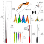 Discover the miwoowim Interactive Cat Wand Toy set in high-quality packaging, featuring vibrant feathers and attachments. Available at Curat Cart.