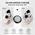 MIZHSE 3D Sculpting Gel set enhances nail art with a silver mirror chrome effect. Authentic and long-lasting for vibrant designs.