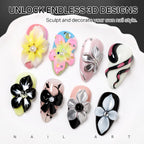 MIZHSE 3D Sculpting Gel for Nail Art, showcasing vibrant designs and textures. Create unique nail art with official packaging.