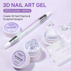 MIZHSE 3D Sculpting Gel set for nail art includes two jars: clear and white. Ideal for creating unique 3D nail designs.