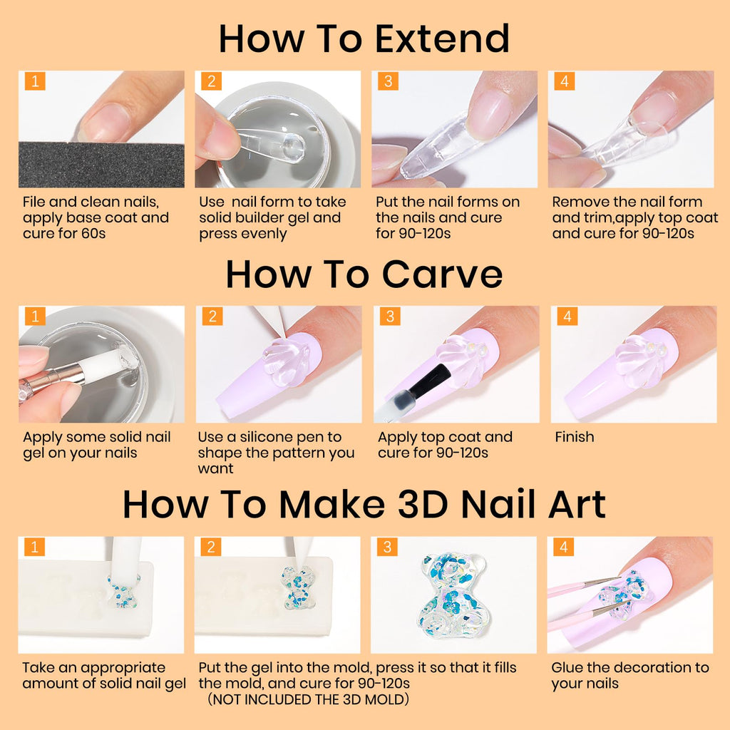 MIZHSE 3D Sculpting Gel for nail art. Authentic and easy-to-use for creating stunning 3D designs. Perfect for nail enthusiasts.