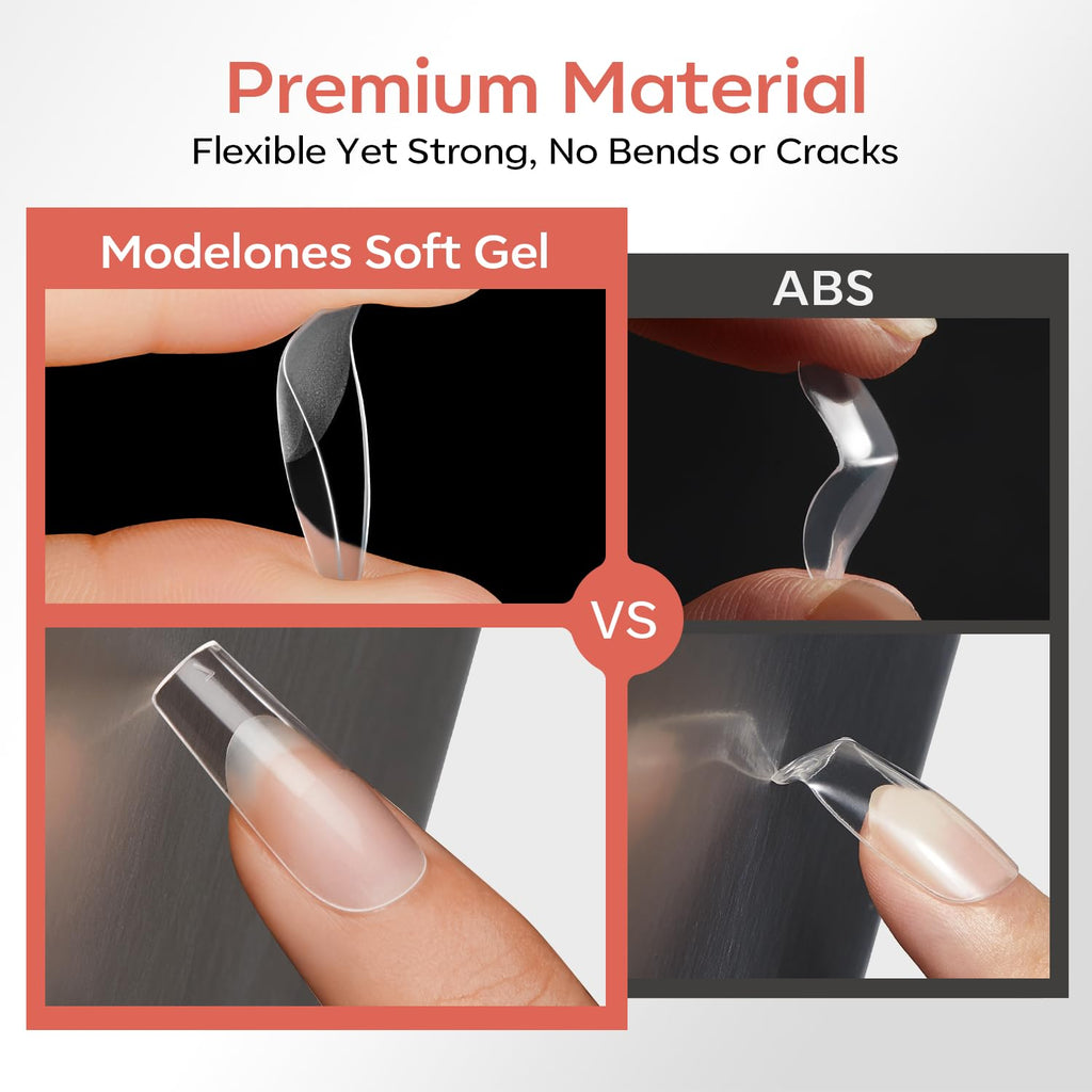 Explore Modelones Short Almond Nail Tips: 360 pcs of premium flexible soft gel for durable, crack-resistant nails.