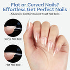 Premium imported short almond nail tips, perfect for flat or curved nail beds. Get flawless nails effortlessly!