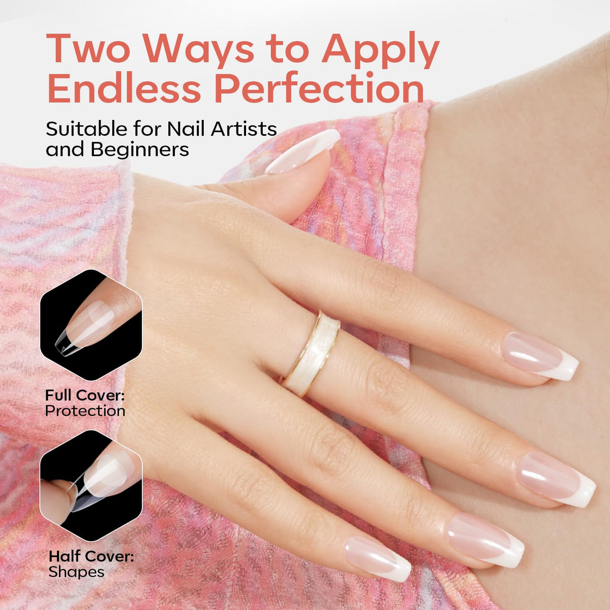 Premium imported Modelones Short Almond Nail Tips offer versatile application for nail artists and beginners alike.
