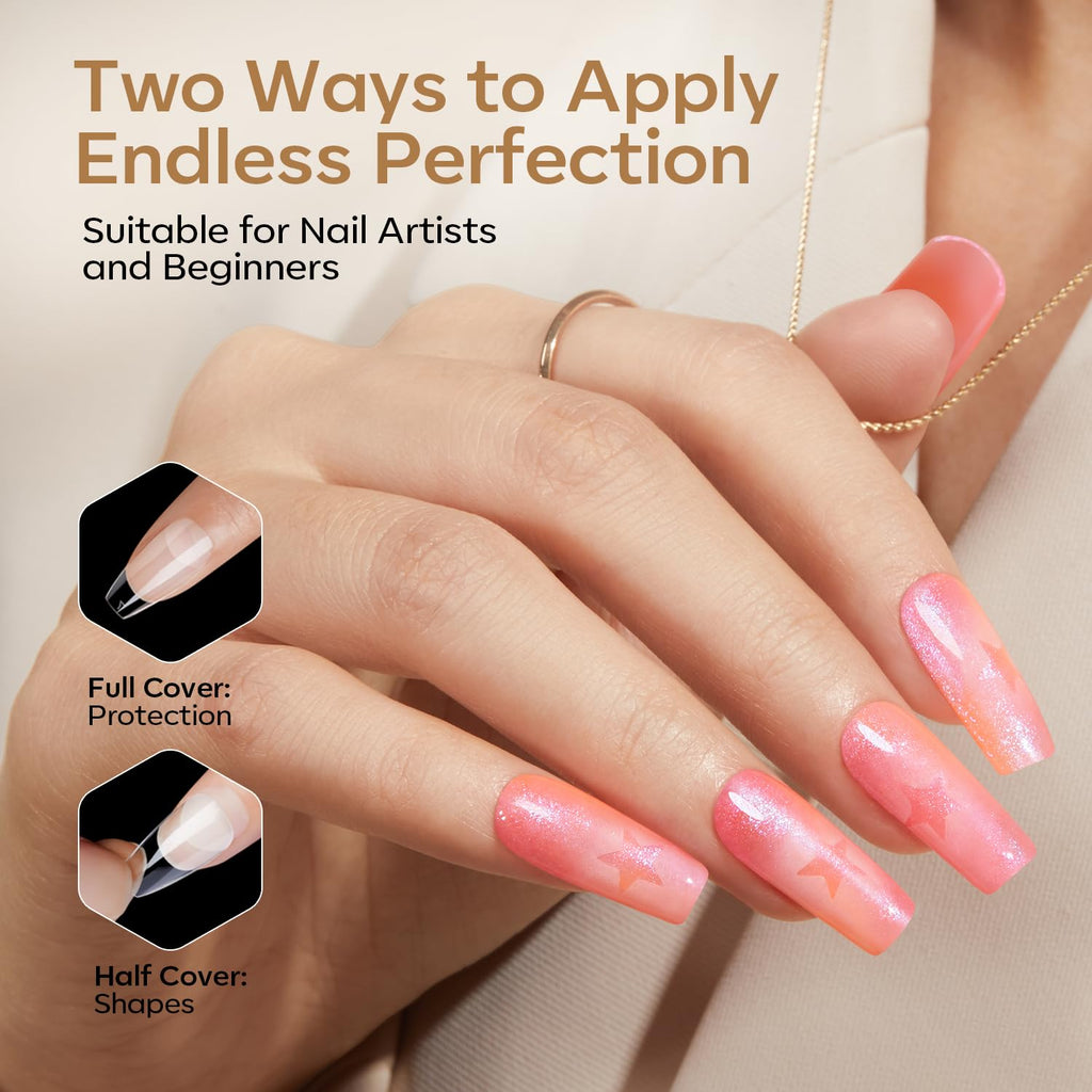 Modelones Short Almond Nail Tips set offers 360 genuine tips in two designs, perfect for pros and beginners to achieve stunning nail art.