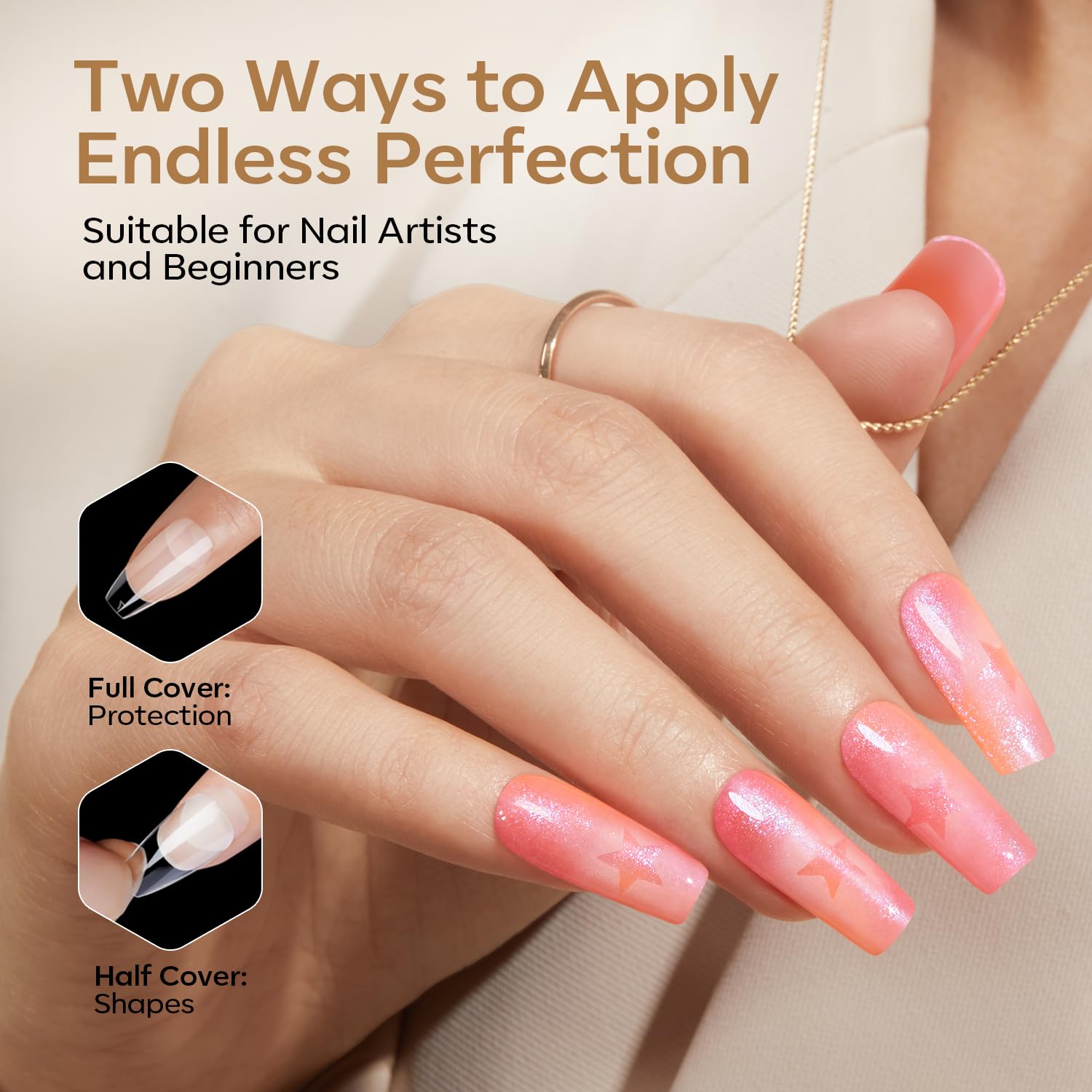 Modelones Short Almond Nail Tips set offers 360 genuine tips in two designs, perfect for pros and beginners to achieve stunning nail art.