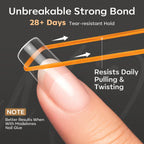 Modelones Short Almond Nail Tips, 360pcs, imported for strong bond and tear-resistant hold lasting over 28 days.