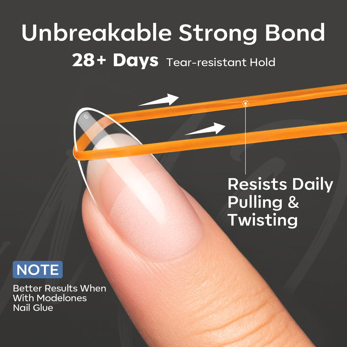 Modelones Short Almond Nail Tips, 360pcs. Tear-resistant, strong hold lasts 28+ days. Order online for your perfect nails!