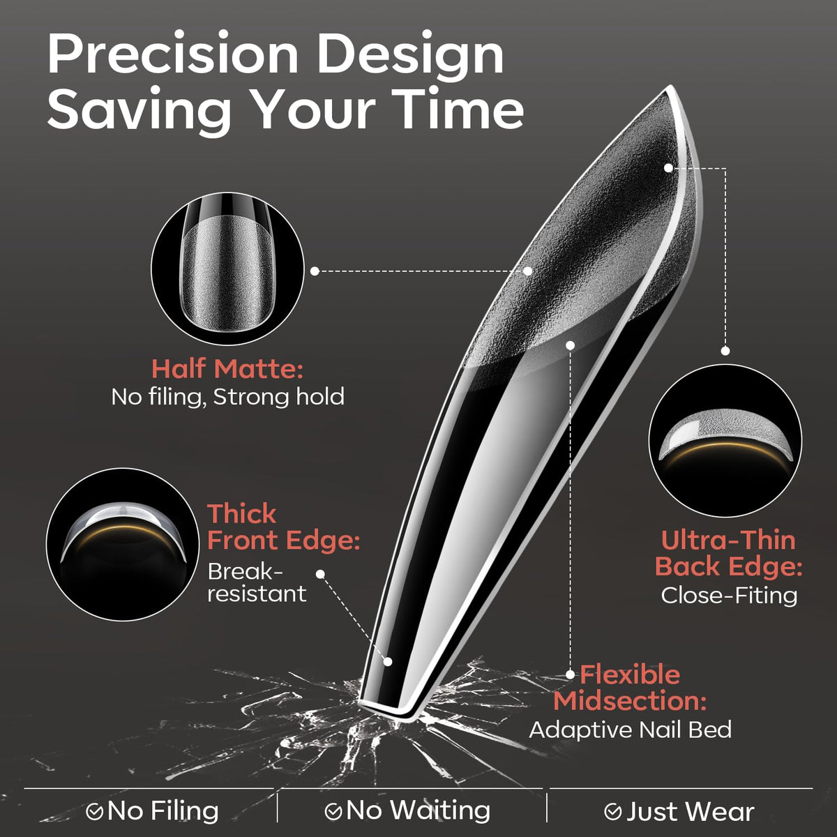 Shop Modelones Short Almond Nail Tips, 360 pieces available for online order. Durable, elegant, and easy to use!