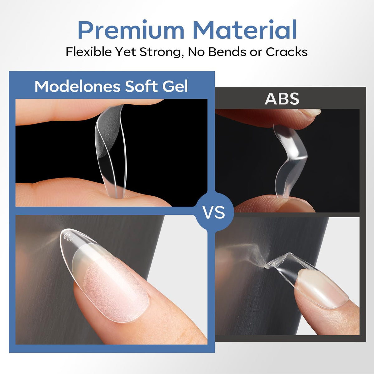 Modelones Short Almond Nail Tips, 360 pcs made from premium material, ensuring durability without bends or cracks.