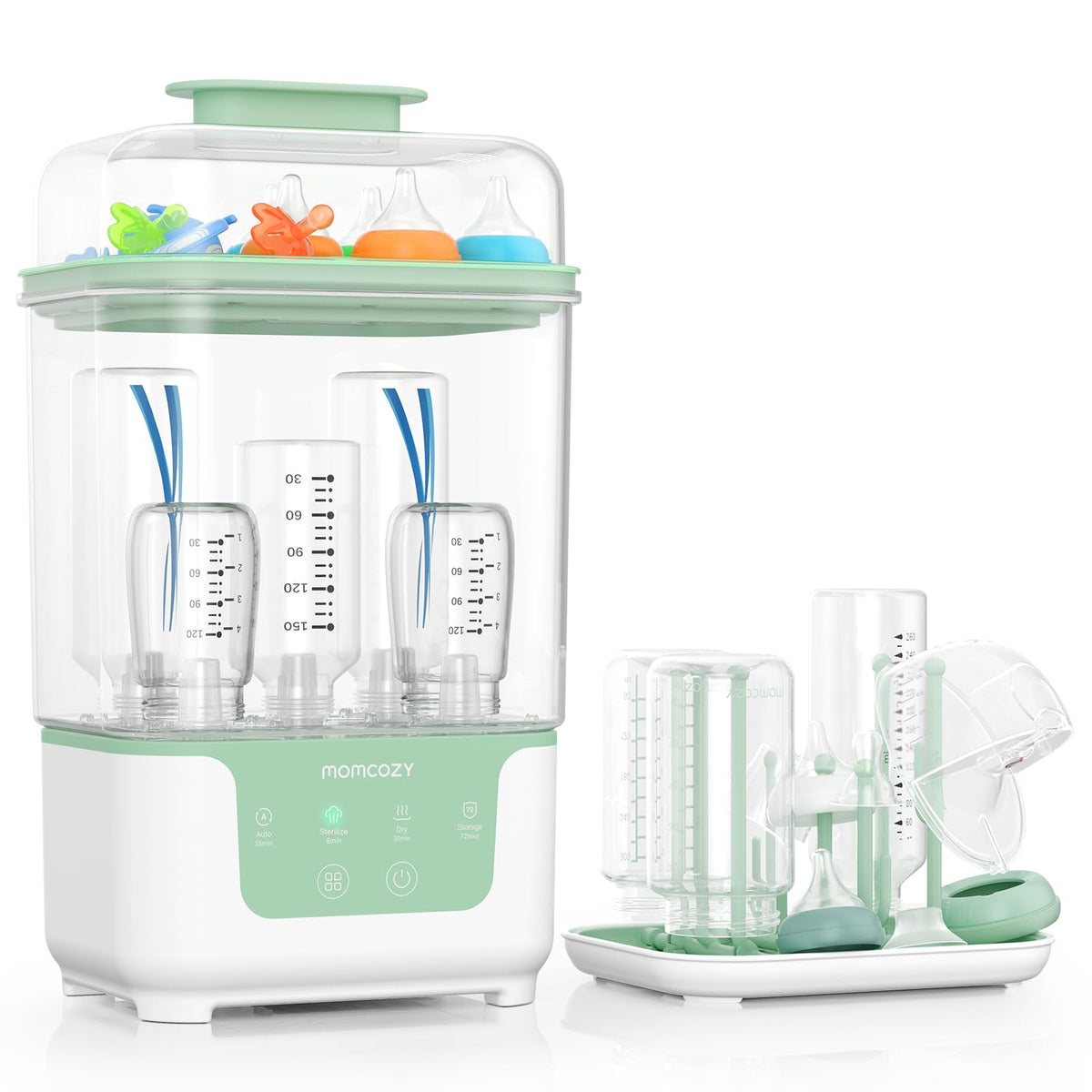 Momcozy Modular Nesting Bottle Sterilizer, a premium import, ensures safe and effective cleaning for your baby's bottles. Available at Curat Cart.