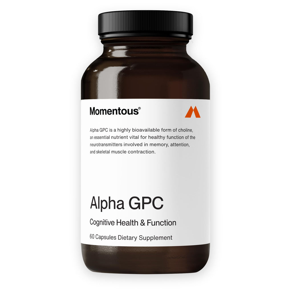 Discover Momentous Alpha GPC, a premium imported supplement for cognitive health, available at Curat Cart. Enhance memory and function.
