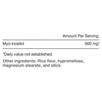 Myo-Inositol Supplement nutritional label showing 900 mg per serving. 100% Authentic and available at Curat Cart in India.