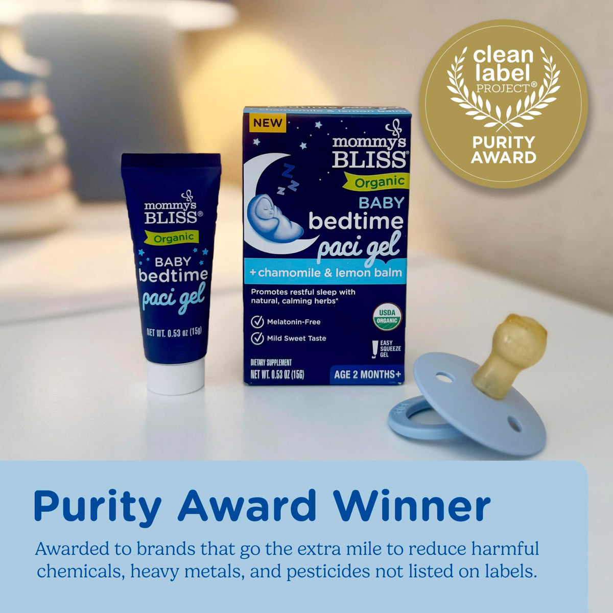 Mommy's Bliss Baby Bedtime Gel enhances sleep with chamomile and lemon balm. Perfect for daily use, available at Curat Cart.