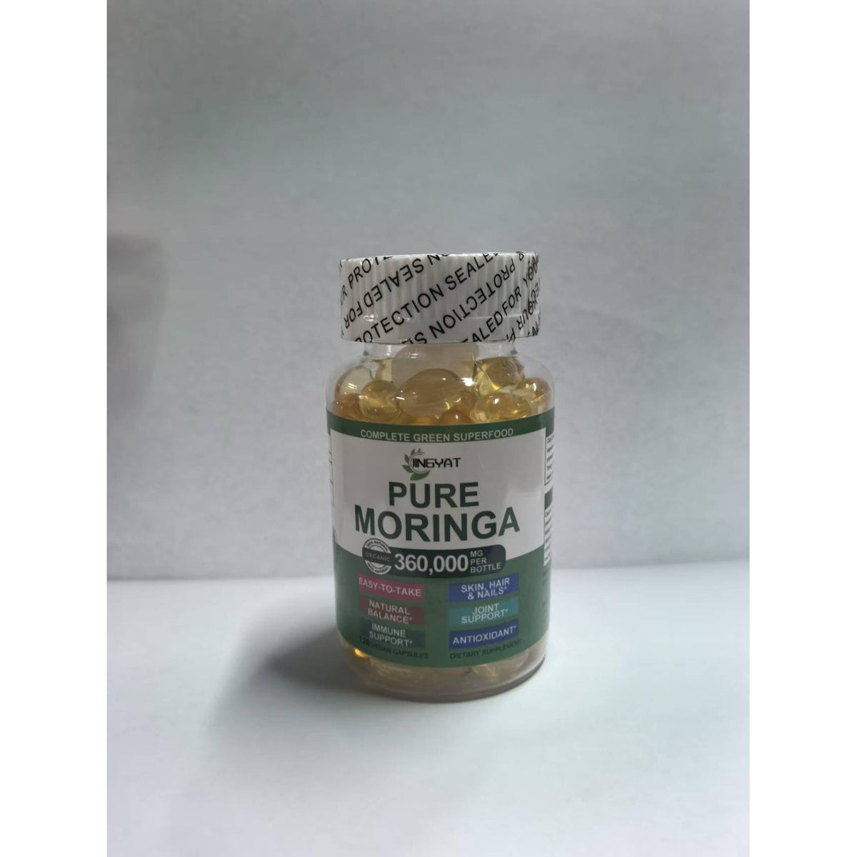 Discover 100% Authentic Organic Moringa Softgels Extract from Curat Cart, available in India for skin, hair, and overall health support.